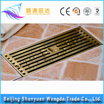 In-stock factory golden brass anti-odor bathroom square floor drain